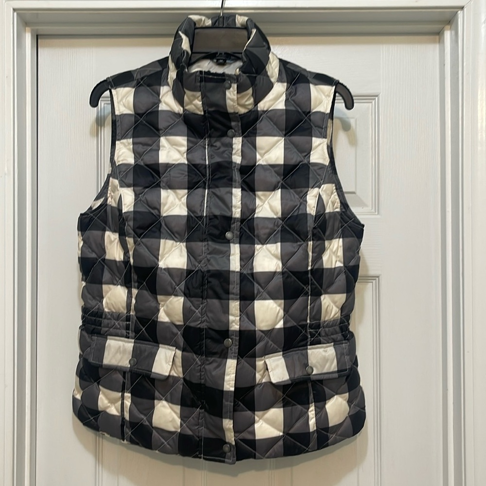 Talbots Black and White Checkered Vest